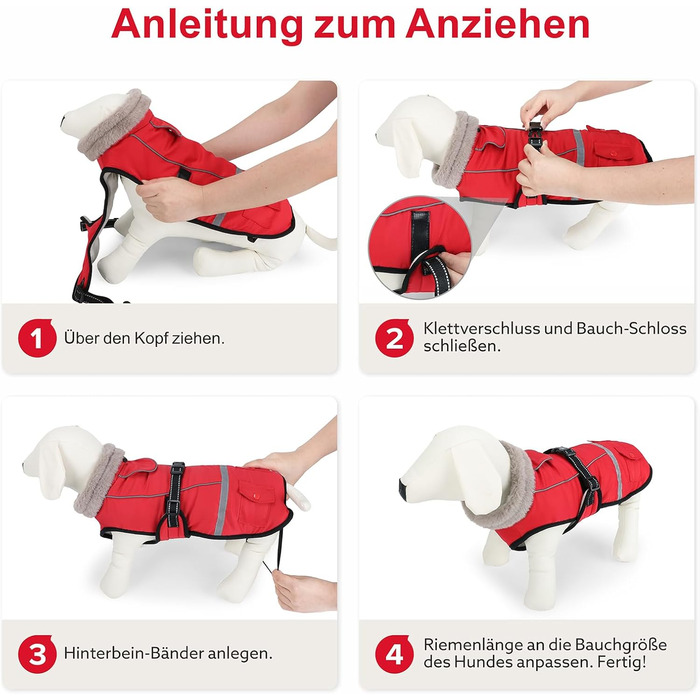 Водонепроникний зимовий одяг для собак, теплий флісовий одяг для великих собак, з регульованими ременями, світловідбиваючі смуги, підходить для лабрадорів, оливковий, червоний (3XL)