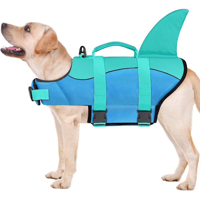 Жилет для плавання для собак Malier, жилет для собак з матеріалу Ripstop з високою плавучістю, для плавання на човні, висока видимість, для цуценят, блакитний, XXL