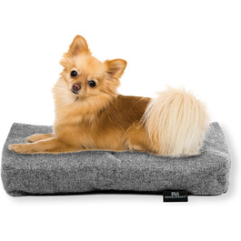 Лежанка для собак Rohrschneider з мискою, сіра, 47 x 30 x 7 см | Лежанка для собак та котів з антиковзаючою основою, Made in EU