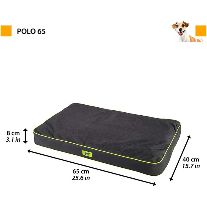Ортопедичний лежак для собак Ferplast Polo, 65 x 40 x 8 см, чорний. Лежак для собак та котів, миючий, знімний наповнювач. Розмір S.