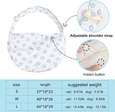 Сумка-переноска для собак, м'яка, легка та зручна, безпечна, для подорожей та прогулянок, регульований розмір, блакитна
