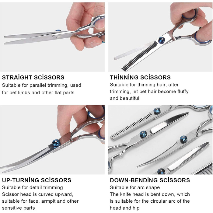 Набір для грумінгу собак: професійна шерстьова ножиці з нержавіючої сталі, набір для догляду за шерстю, тример, гребінець, для собак та котів