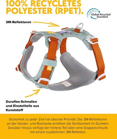 Шлейка для собак Woolly Wolf Alpha 360 - зелений гірський, розмір L, з 100% переробленого поліестеру