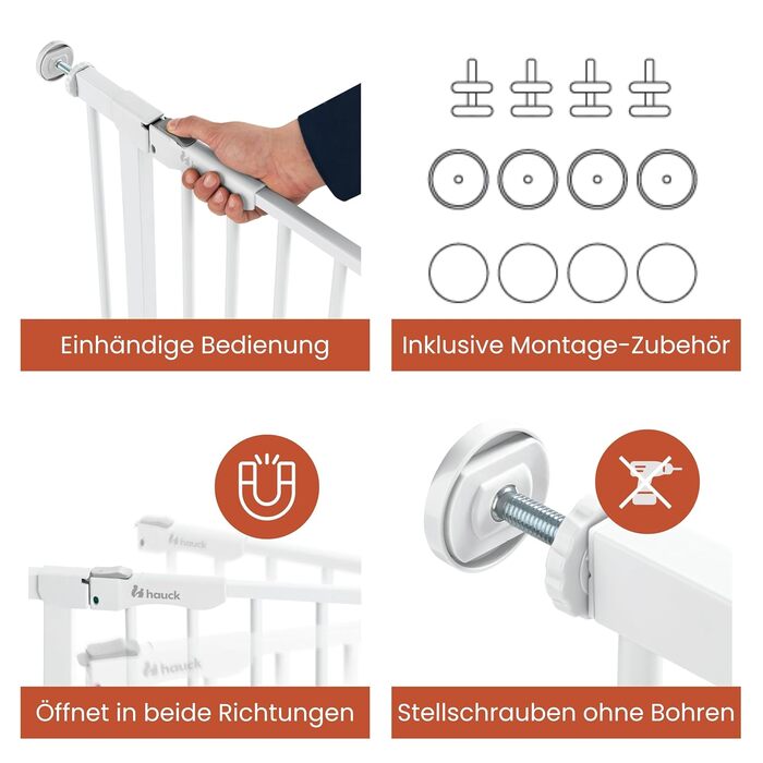 Захист для воріт Hauck Clear Step Autoclose 2, білий - самозакривне ворота для дітей та собак, ширина 75-80 см, висота 77 см, без свердління