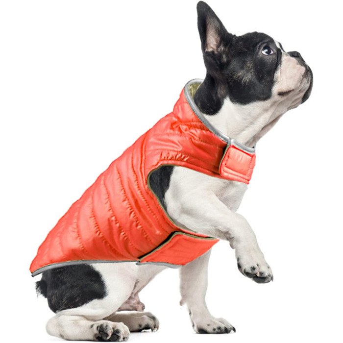 PETCUTE Зворотний зимовий одяг для собак, тепла жилетка для цуценят, водонепроникна куртка для домашніх тварин, регульована, з отвором для повідка, помаранчево-коричнева