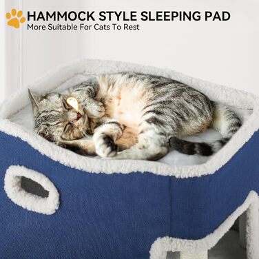 Будиночок для котів YITAHOME, котяче ліжко для домашніх котів, котяча вежа, когтеточка, котяча меблі, м'яке ліжко-ніша, синій