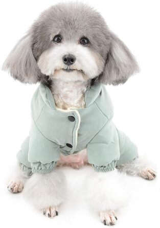 Зунеа Теплий зимовий костюм для собак - теплий пуховик з флісу для маленьких собак, цуценят, дівчаток та хлопчиків (L, зелений)