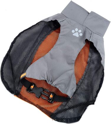 Водонепроникний дощовик для собак Ranphy середніх та великих порід, з захистом живота, світловідбиваючий, дихаючий, ультралегкий, для джек-расселів, лабрадорів, 6XL, зелений та чорний (4XL(Обхват грудей:70см), помаранчевий та сірий)