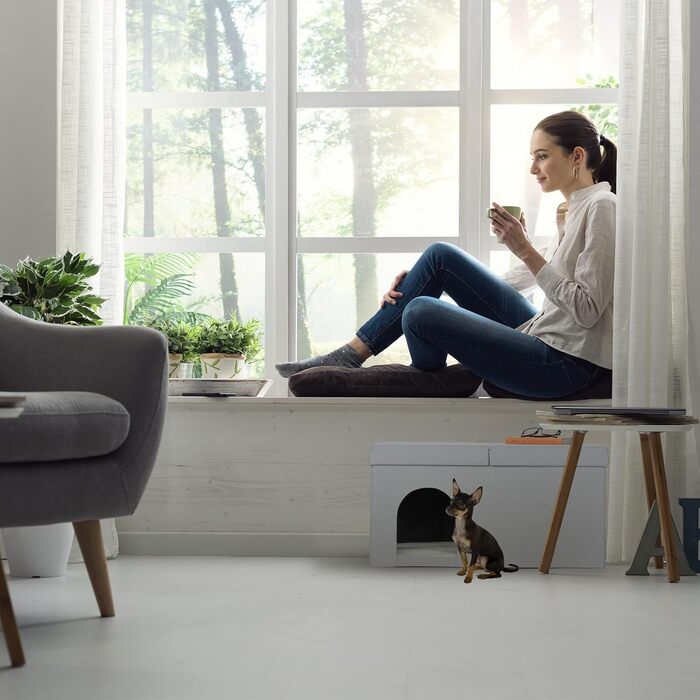 Складаний котячий будиночок Relaxdays, міцна пуф-лавка, меблі для котів, схованка для тварин, для дому, 38,5x74,5x37 см, сірий