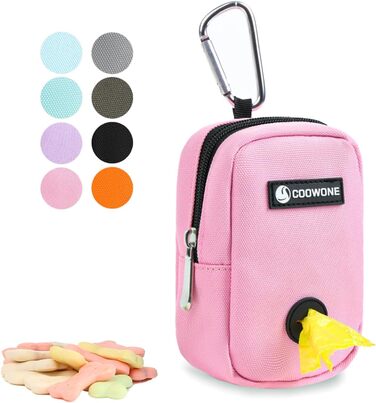 Сумка для ласощів та пакетиків для вигулу собак COOWONE, рожевий колір, з дозатором пакетиків