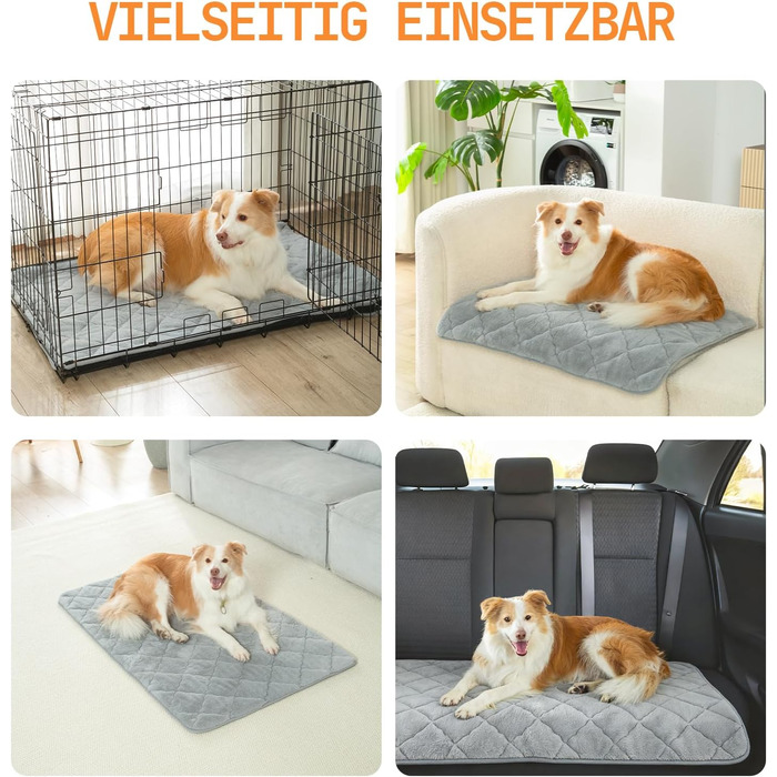 М'який килимок для собак, тепла ковдра для котів та собак, 75 x 50 см, M, м'яка підкладка, можна прати в пральній машині, неслизький, багатофункціональний, сірий