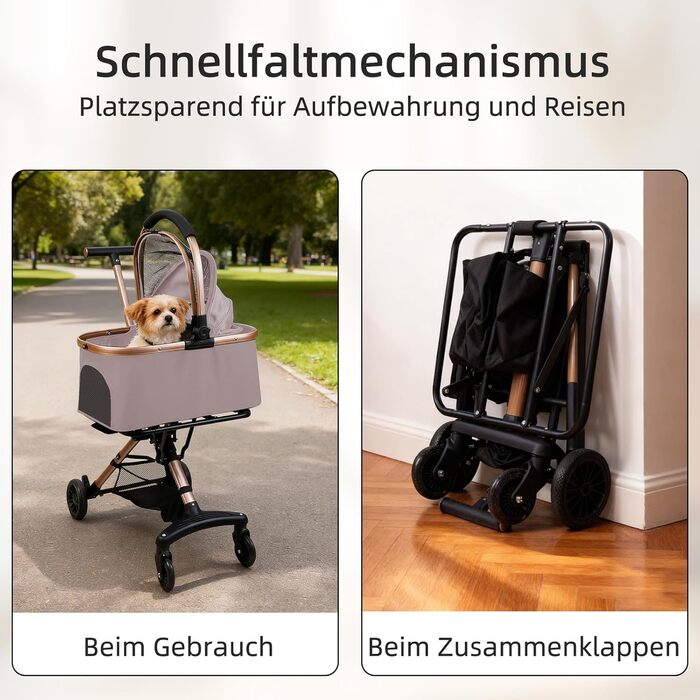 Візок для собак 3 в 1, складний, для маленьких собак та котів, знімний кошик, візок-кіндерваген, сітка, оксфордська тканина, до 20 кг (Темно-зелений, Рожевий)