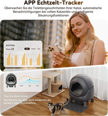 Автоматичний лоток для котів Katzenklo FEELNEEDY 65L з APP-керуванням, сенсорами безпеки та контролем запаху