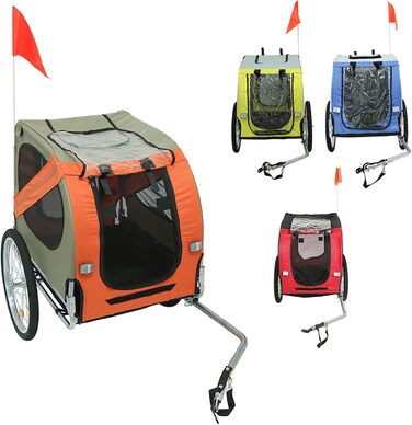 Причіп для собак до велосипеда, 2-в-1: причіп та візок для собак, складаний, для собак до 40 кг, 137x73x90 см (оранжевий)