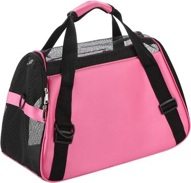 Транспортна сумка для собак та котів: рожева, складна, з регульованим плечовим ременем, 42 x 20 x 25.5 см