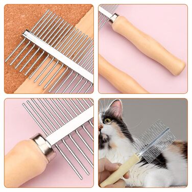 Набір гребінців для грумінгу тварин: гребінці для собак та котів з нержавіючої сталі, для видалення підшерстка