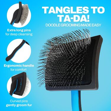 Щітка для собак Doodle Brush, пуходерка для кокапу, пуделів, догляд за довгошерстими собаками, розплутуюча щітка з подовженими металевими голками