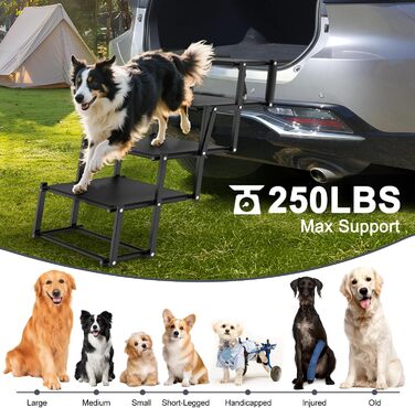 Рампа для собак у машину: широка, складана, з антиковзким покриттям. Підходить для великих собак, SUV, позашляховиків, вантажівок. Чорний колір