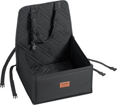 Автокрісло для собак VEVOR: підняття, безпечна мотузка, бавовняна підкладка, до 12 кг (Чорний)