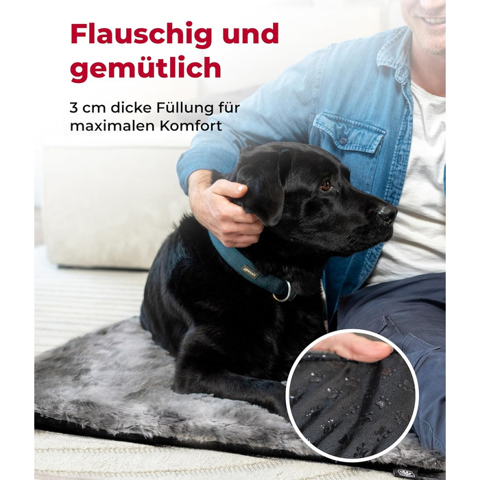 Килимок для собак HS-Hundebett® з підкладкою та антиковзаючою основою XS (45x65 см) – М'який та пральний – Зручна лежанка для собак – Виготовлено в Німеччині