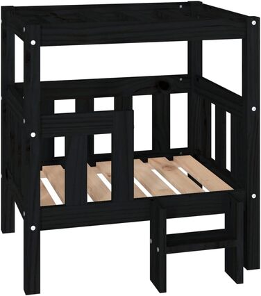 vidaXL Ліжко для собаки, чорне, 65,5x43x70 см, масив сосни, спальний місце для тварин