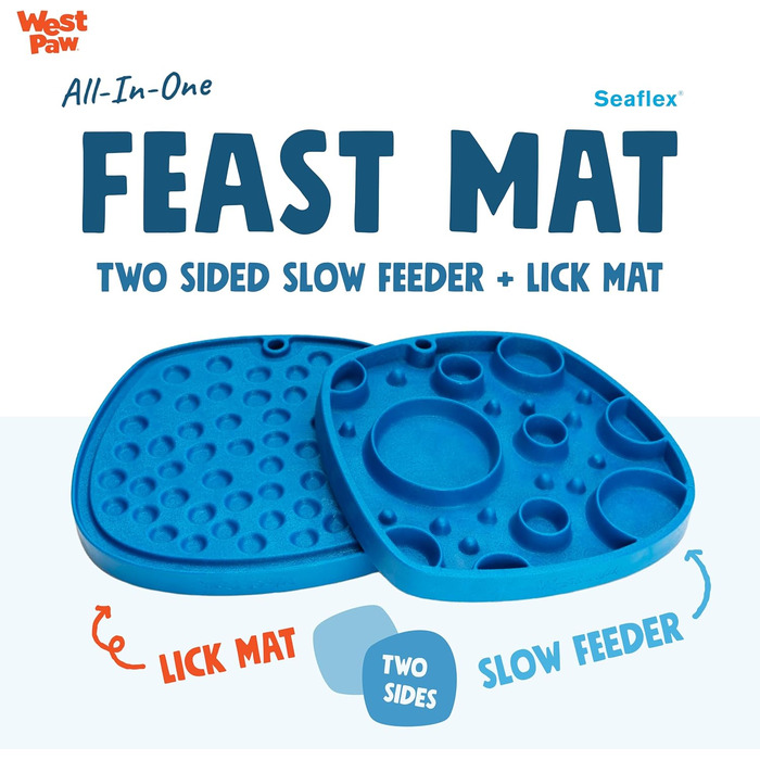 Килимок для годування West Paw Seaflex Bubbles Feast Mat - для собак, повільне годування, лижучий килимок, стимулює пошук їжі, залучає вибагливих, легко миється