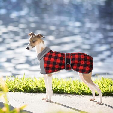 Водонепроникний термо-чохол для собак Warmer, степний, рожево-клітинчастий з флісовою підкладкою, з отвором для шлейки, для собак маленьких, середніх та великих розмірів (X-Small, червоний)