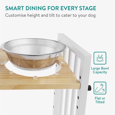 Підвищена годівниця для собак Navaris - Регульована висота, нержавіюча сталь 304, 1180 мл, миється в посудомийній машині, з клейкими точками