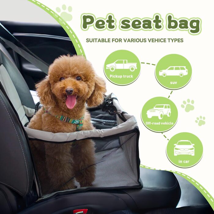 Автомобільний лежак для собак, міцний, з оксфордської тканини, дихаючий, з можливістю прання, складаний, сірий, 40x32x24 см