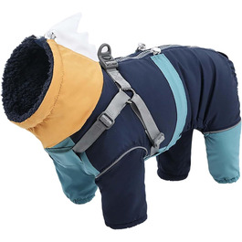 Зимовий комбінезон для собак з повним захистом, теплий з флісовою підкладкою, світловідбиваючий, для маленьких, середніх та великих собак, для холодної погоди, регульований (Синій, M)