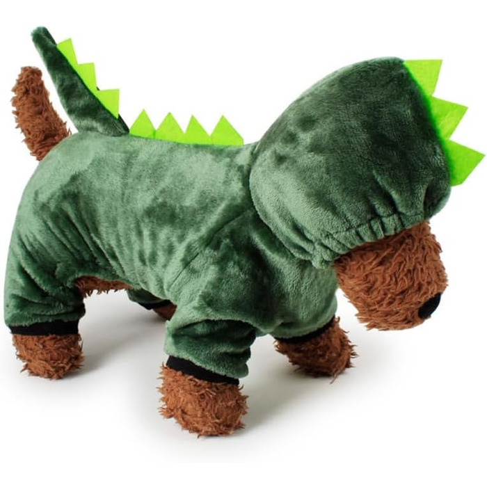 Костюм для собак - динозавр (зелений, 3 шт.) FRCOLOR, теплий матеріал, для свят та фотосесій