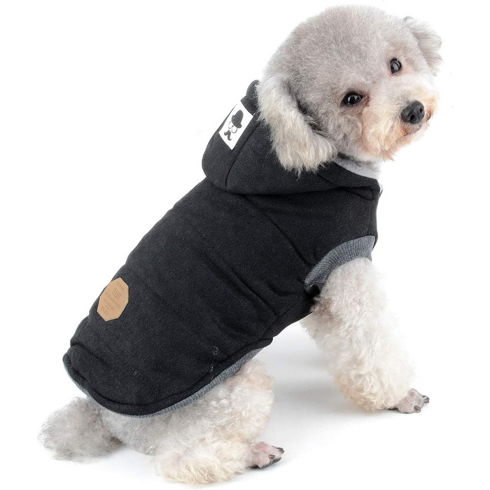 Зимова куртка для собак Selmai, тепла накидка для маленьких собак, чорна, XL