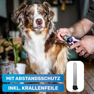 Професійний когтеріз BluePet KrallenSchön із захистом для собак і котів, розмір M-L, рожевий, з обмежувачем і пилкою для нігтів