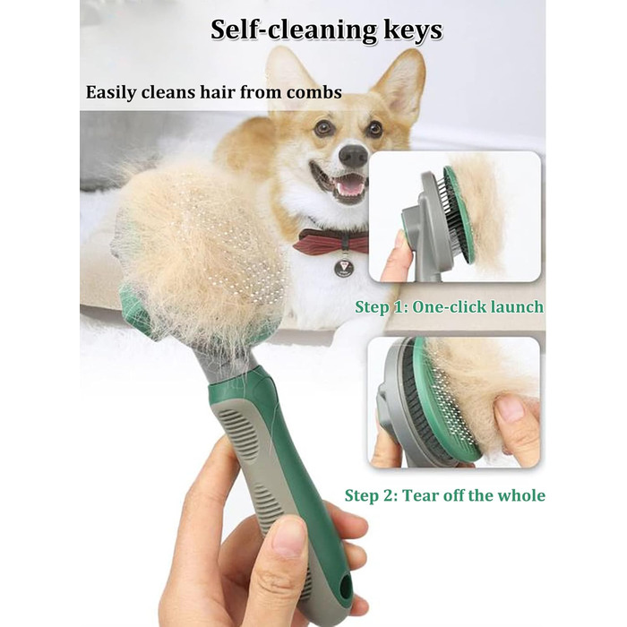 Щітка для котів та собак, аксесуари для грумінгу, видалення шерсті, самоочисна, для довгої та короткої шерсті