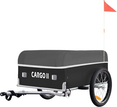 Tiggo Cargo II: вантажний велопричіп з об'ємом 130 літрів, складний, для перевезення вантажів, зелений (сірий)