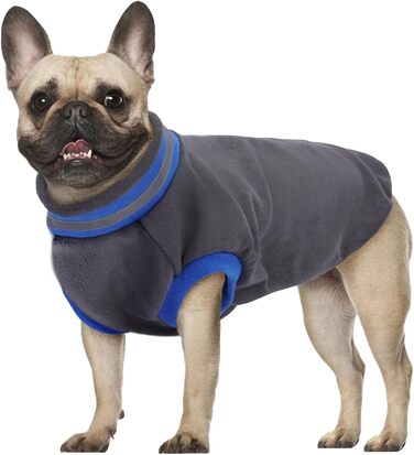 Теплий зимовий светр для собак середнього розміру (M, сірий) з флісу, з застібкою на липучці