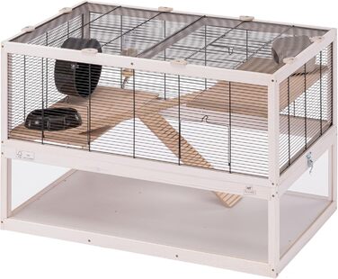 Клітка Ferplast Domster для хом'яків та мишей, 3 поверхи, з аксесуарами, метал/дерево FSC, прозора база 120x50x66.5 см