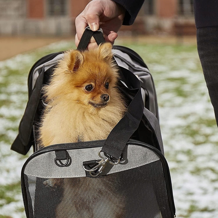 Транспортувальна сумка-переноска для собак та котів до 7 кг, сіра