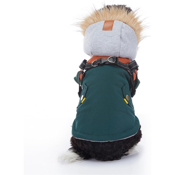 Зимовий теплий пуховик для собак з протекторними отворами, вітронепроникна куртка для холодної погоди, бавовна, костюм для цуценят, маленьких та середніх собак, розмір XL (2XL: обхват грудей 55 см, Стиль 6: зелено-коричневий)