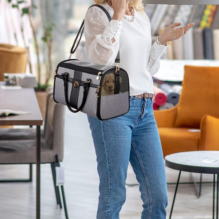 Сумка-переноска для собак NewEle Fashion, чорна, для маленьких собак до 4.5 кг, з великими кишенями, підходить для подорожей (авіакомпанії)