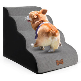 Сходинки для собак Caliyo: 2 сходинки, для маленьких собак та котів, 26 см, знімний чохол та протиковзка підставка, для ліжка, дивану та авто (55×40×26cm), сірі