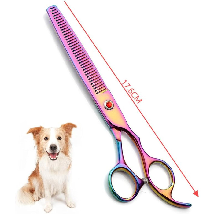 Набір професійних ножиць для грумінгу собак та котів 5-в-1, 7.0 дюймів, з нержавіючої сталі 440C, включає секатор, вигнуті та прямі ножиці, гребінець для шерсті