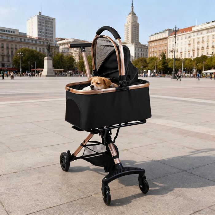 Дитяча коляска для тварин, бугі, складна, для собак та котів, чорна, до 20 кг