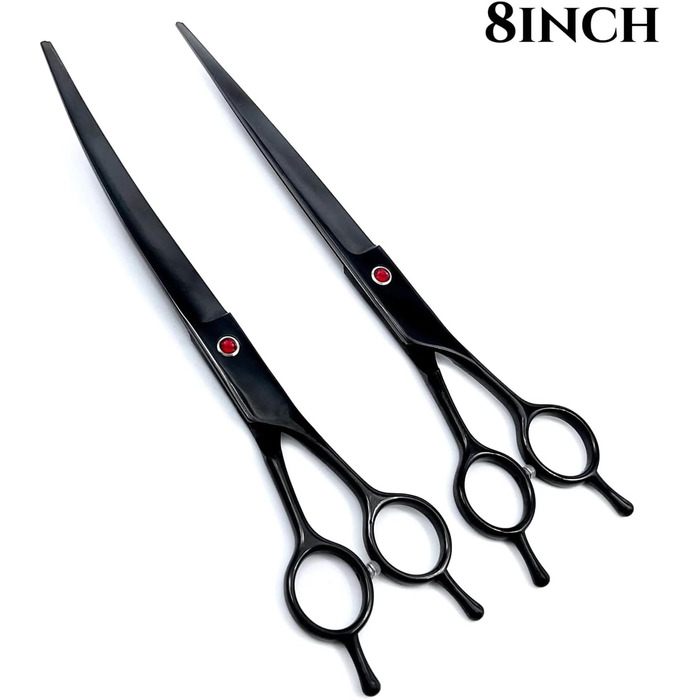 Набір професійних ножиць для собак 2 в 1: прямі та зігнуті. Підходить для собак, котів та інших тварин. (Колір: блакитний)