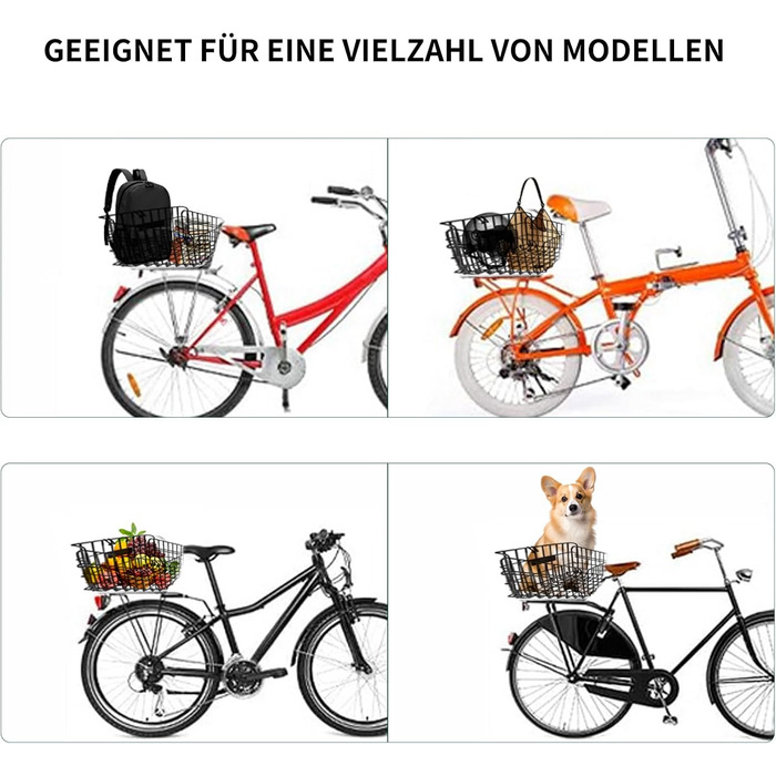 Задній велосипедний кошик W&H складний, великий металевий, з аксесуарами для монтажу, сіткою та відбивачем. Підходить для собак, покупок, пікніків