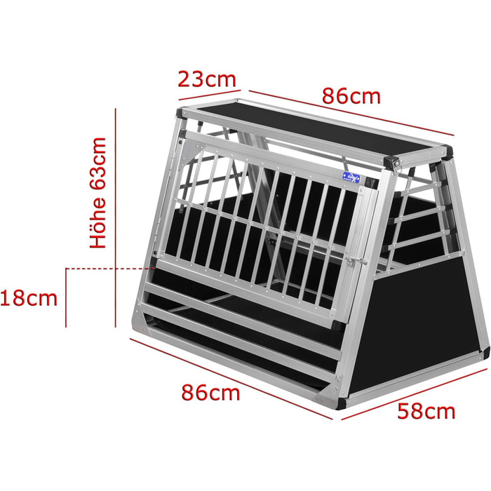 Алюмінієва переносна клітка для собак Transportbox N60 58x86x63 см з аварійним виходом та захистом від ударів, для безпечного транспортування в автомобілі