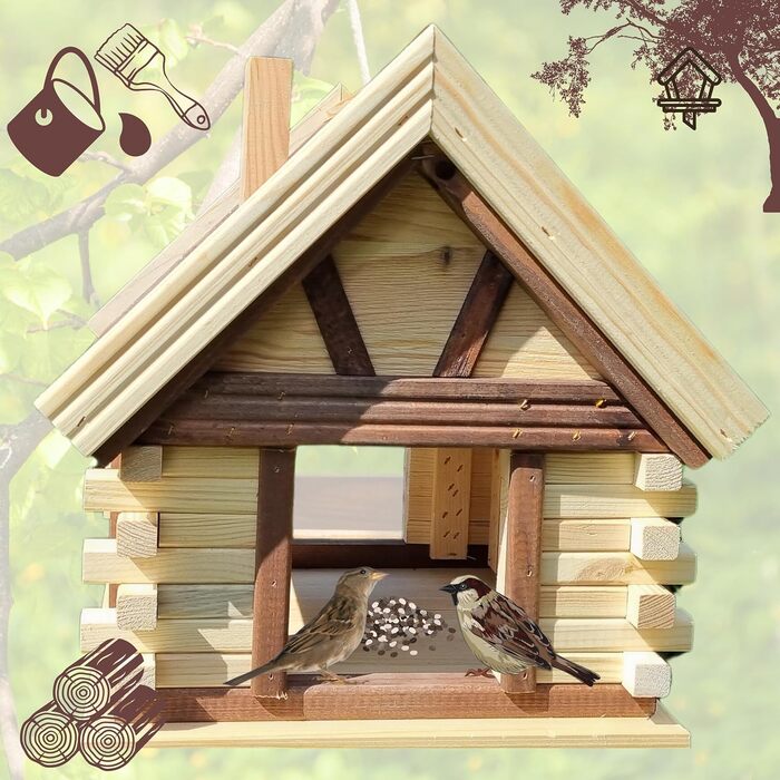 Дерев'яний годівничка для птахів VOGELHAUS, коричнева/натуральна