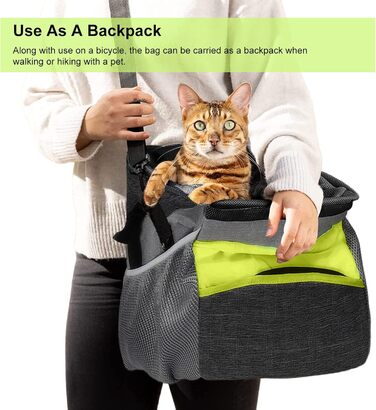PETCUTE Велосипедна сумка для тварин: кошик для собак і котів, знятна та складна, з ременем безпеки, сірий колір