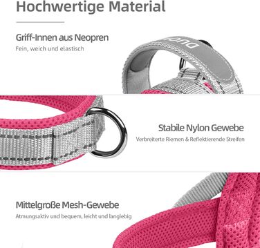 Нашийник для собак середніх та маленьких порід, цуценят, кольоровий, з ручкою, світловідбиваючий, чорно-сірий, (L, сірий+рожевий)