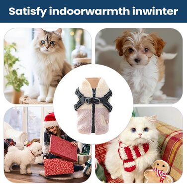 Зимовий теплий одяг для собак: куртка з флісовою підкладкою, з отвором для шлейки, для холодних прогулянок. Підходить для маленьких та середніх собак, кольори: зелено-білий, рожево-білий